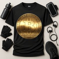 Gold Bitcoin Crypto Currency Cooling Performance Crew T-Shirt