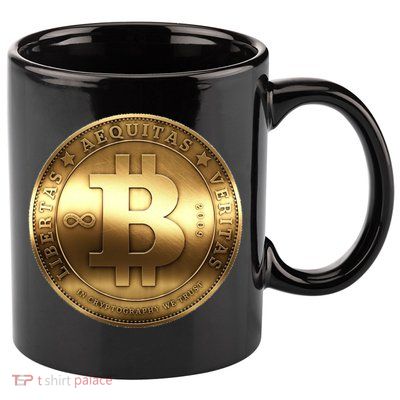 Gold Bitcoin Crypto Currency 11oz C Handle Ceramic Mug