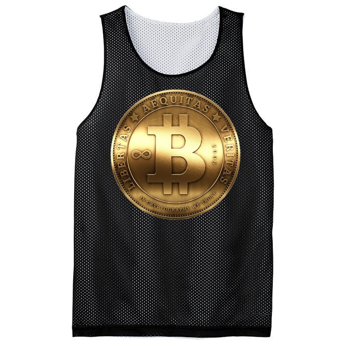 Gold Bitcoin Crypto Currency Mesh Reversible Basketball Jersey Tank