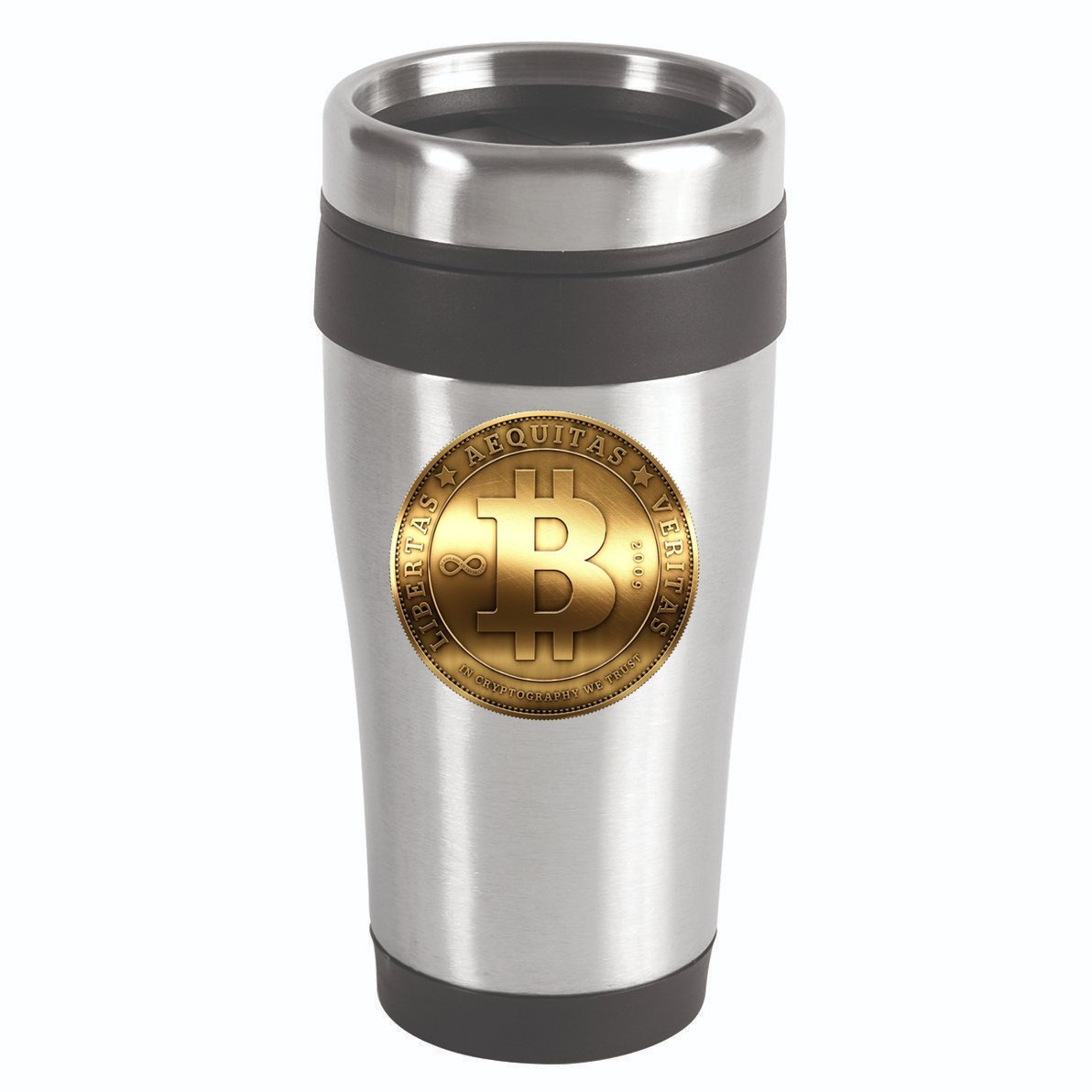 Gold Bitcoin Crypto Currency 16oz Travel Tumbler