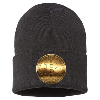 Gold Bitcoin Crypto Currency Sustainable Knit Beanie