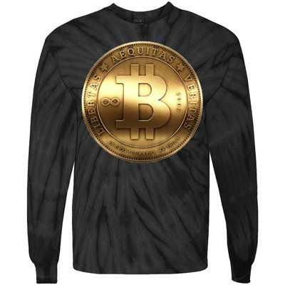 Gold Bitcoin Crypto Currency Tie-Dye Long Sleeve Shirt