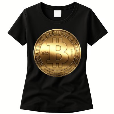 Gold Bitcoin Crypto Currency Womens T-Shirt