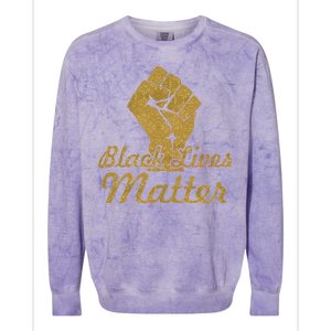 Gold Black Lives Matter Fist Logo Colorblast Crewneck Sweatshirt