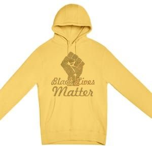 Gold Black Lives Matter Fist Logo Premium Pullover Hoodie