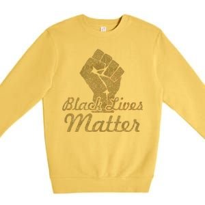 Gold Black Lives Matter Fist Logo Premium Crewneck Sweatshirt