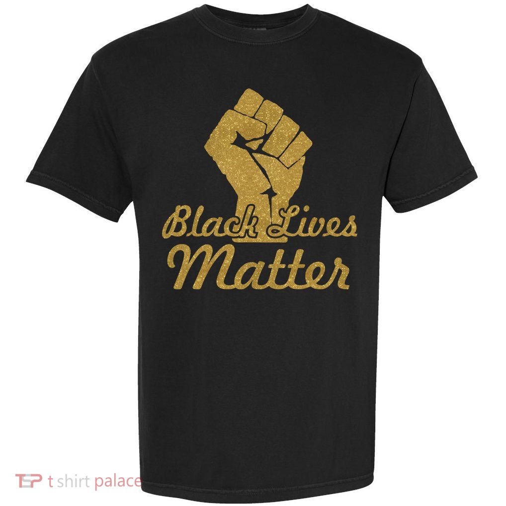 Gold Black Lives Matter Fist Logo Garment-Dyed Heavyweight T-Shirt