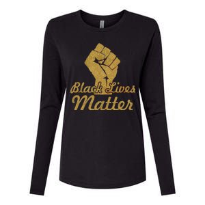 Gold Black Lives Matter Fist Logo Womens Cotton Relaxed Long Sleeve T-Shirt