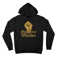 Gold Black Lives Matter Fist Logo Hoodie