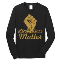 Gold Black Lives Matter Fist Logo Long Sleeve Shirt