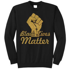 Gold Black Lives Matter Fist Logo Sweatshirt