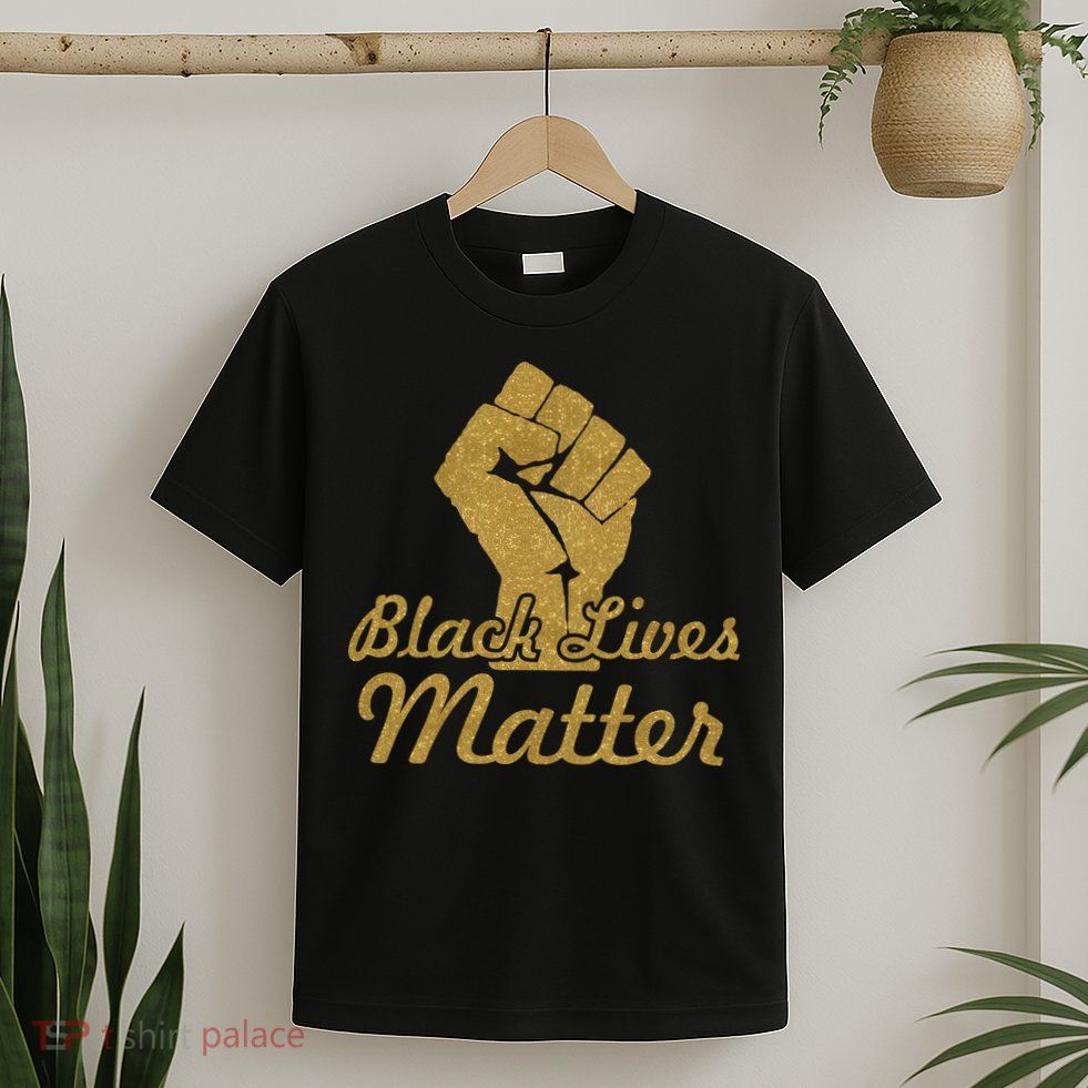 Gold Black Lives Matter Fist Logo T-Shirt
