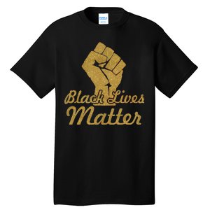 Gold Black Lives Matter Fist Logo Tall T-Shirt