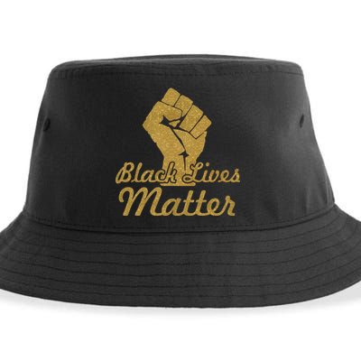 Gold Black Lives Matter Fist Logo Sustainable Bucket Hat