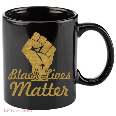 Gold Black Lives Matter Fist Logo 11oz C Handle Ceramic Mug