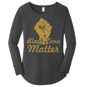 Gold Black Lives Matter Fist Logo Women's Perfect Tri Tunic Long Sleeve Shirt