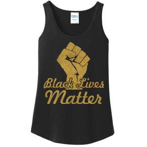 Gold Black Lives Matter Fist Logo Ladies Essential Tank