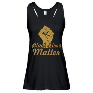 Gold Black Lives Matter Fist Logo Ladies Essential Flowy Tank