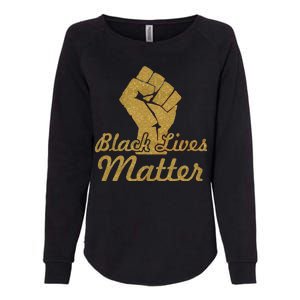 Gold Black Lives Matter Fist Logo Womens California Wash Sweatshirt