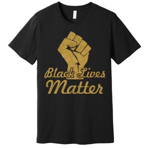 Gold Black Lives Matter Fist Logo Premium T-Shirt