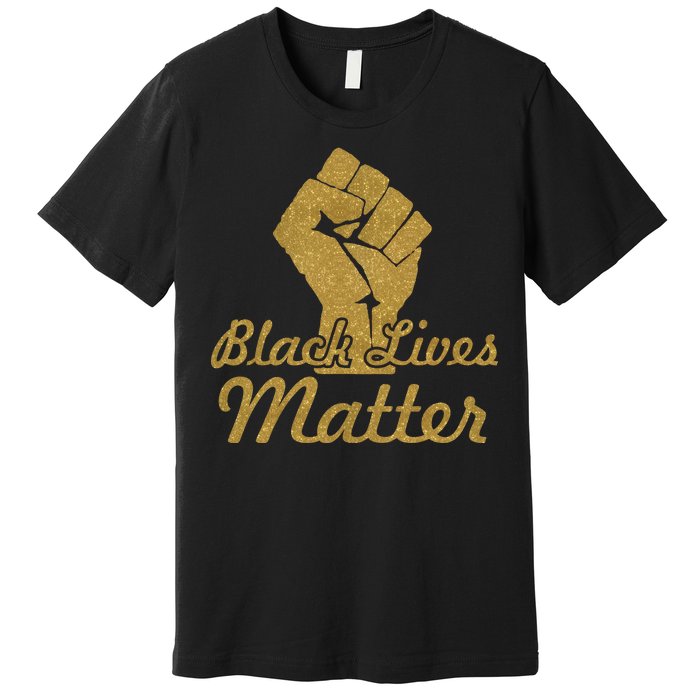 Gold Black Lives Matter Fist Logo Premium T-Shirt