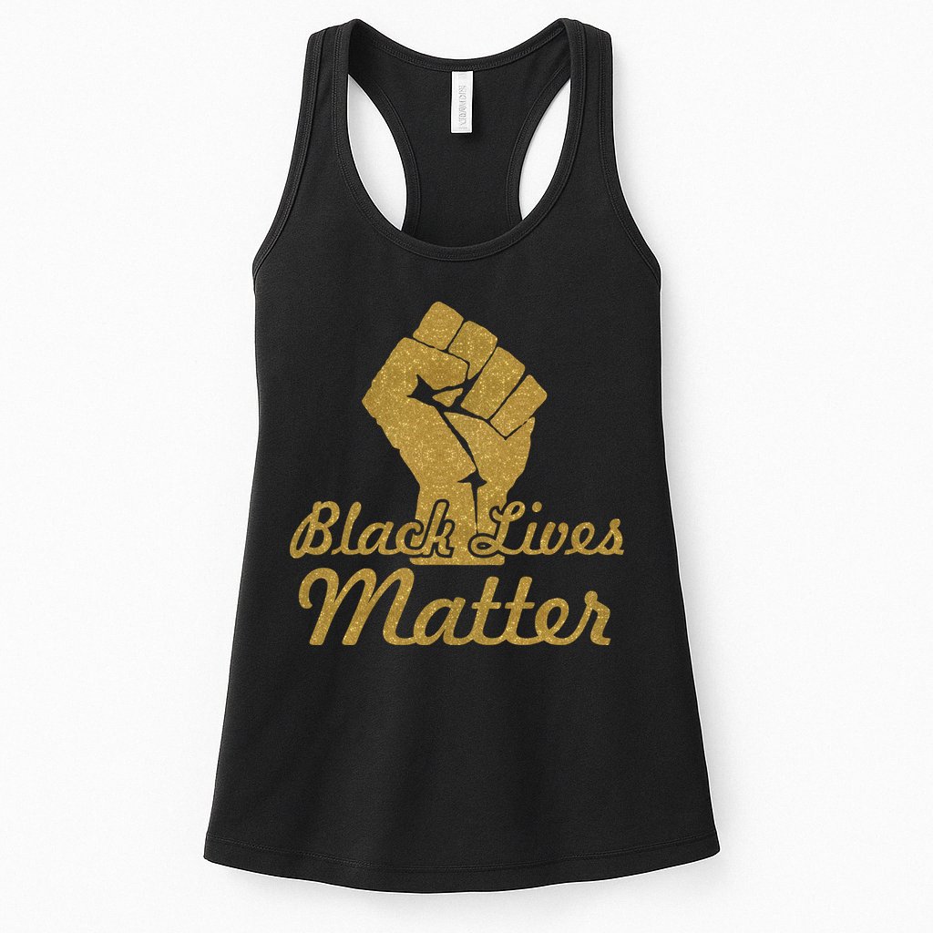 Gold Black Lives Matter Fist Logo Womens Tank Top