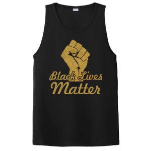 Gold Black Lives Matter Fist Logo PosiCharge Competitor Tank