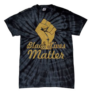 Gold Black Lives Matter Fist Logo Tie-Dye T-Shirt