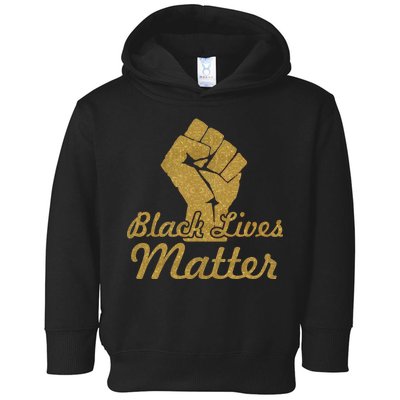 Gold Black Lives Matter Fist Logo Toddler Hoodie