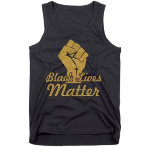 Gold Black Lives Matter Fist Logo Tank Top