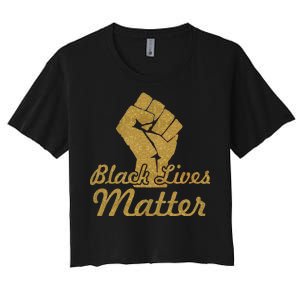 Gold Black Lives Matter Fist Logo Women's Crop Top Tee