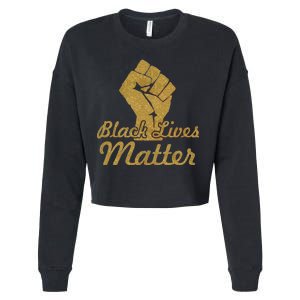 Gold Black Lives Matter Fist Logo Cropped Pullover Crew