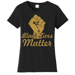 Gold Black Lives Matter Fist Logo Women's T-Shirt