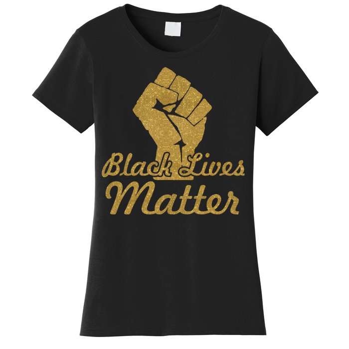 Gold Black Lives Matter Fist Logo Women's T-Shirt