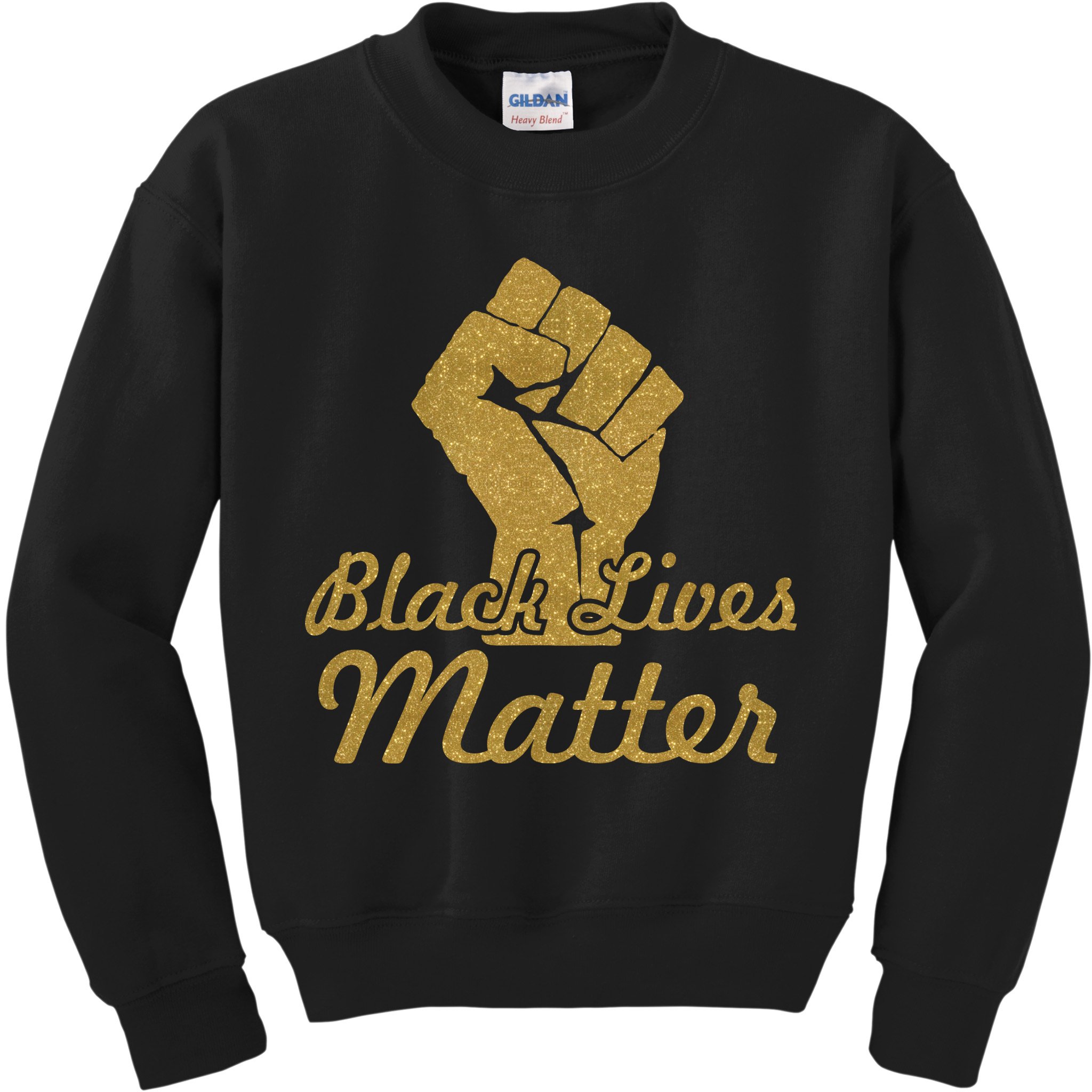 Gold Black Lives Matter Fist Logo Kids Sweatshirt