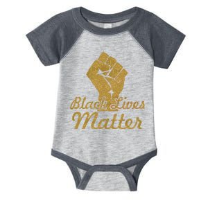 Gold Black Lives Matter Fist Logo Infant Baby Jersey Bodysuit