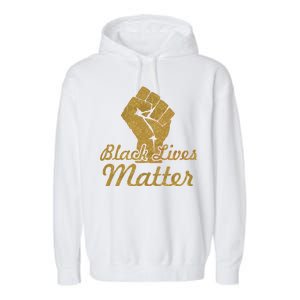 Gold Black Lives Matter Fist Logo Garment-Dyed Fleece Hoodie