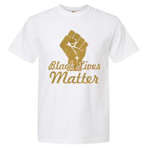 Gold Black Lives Matter Fist Logo Garment-Dyed Heavyweight T-Shirt