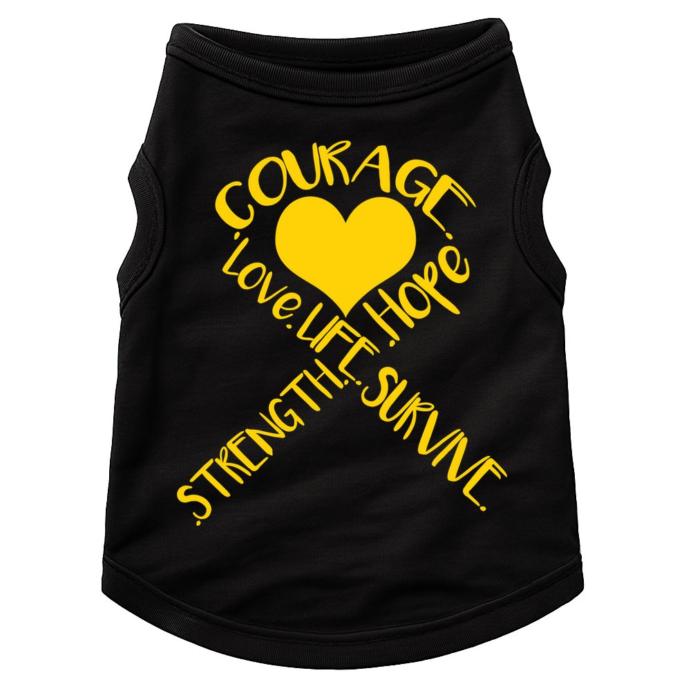 Gold Ribbon Of Words Tribute Doggie Tank