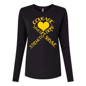 Gold Ribbon Of Words Tribute Womens Cotton Relaxed Long Sleeve T-Shirt