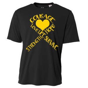 Gold Ribbon Of Words Tribute Cooling Performance Crew T-Shirt