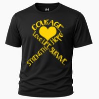 Gold Ribbon Of Words Tribute Cooling Performance Crew T-Shirt
