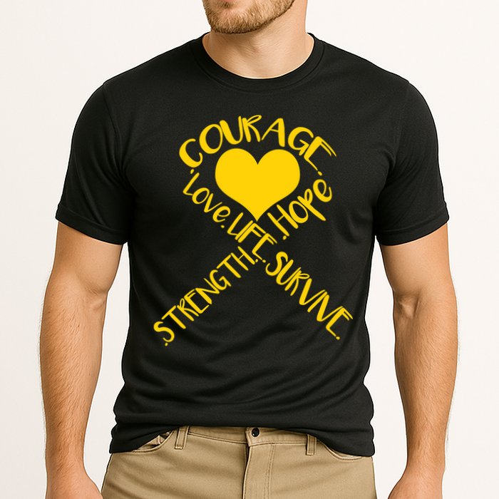 Gold Ribbon Of Words Tribute Cooling Performance Crew T-Shirt