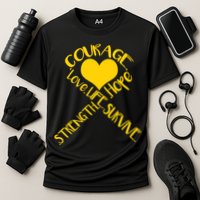 Gold Ribbon Of Words Tribute Cooling Performance Crew T-Shirt