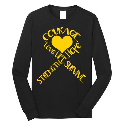 Gold Ribbon Of Words Tribute Long Sleeve Shirt