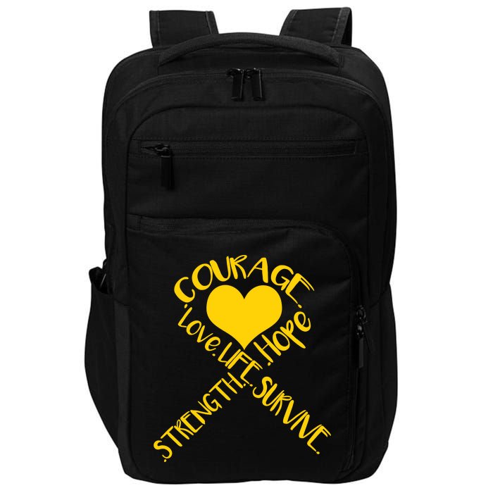 Gold Ribbon Of Words Tribute Impact Tech Backpack