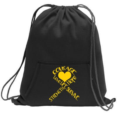 Gold Ribbon Of Words Tribute Sweatshirt Cinch Pack Bag