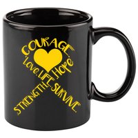 Gold Ribbon Of Words Tribute 11oz C Handle Ceramic Mug