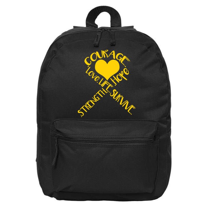 Gold Ribbon Of Words Tribute 16 in Basic Backpack