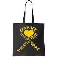 Gold Ribbon Of Words Tribute Tote Bag